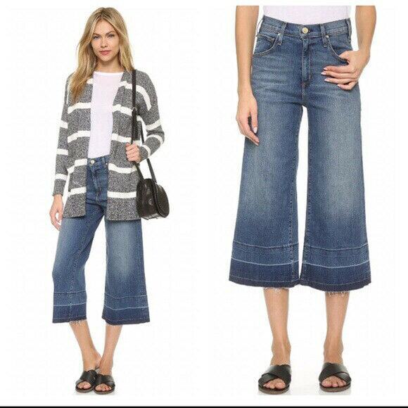 NEW McGuire $230 Bessette High Rise Wide Leg Raw Hem Culotte Jeans Womens 28 - Picture 1 of 10